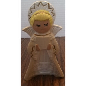 1976 Duncan Enterprises White Ceramic Angel Candle Holder